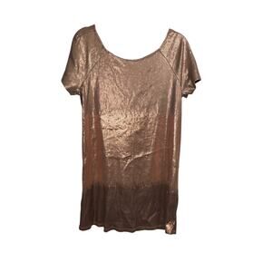 Free People Dress Womens Small Gold Drenched in Sequins Mini Scoop Neck